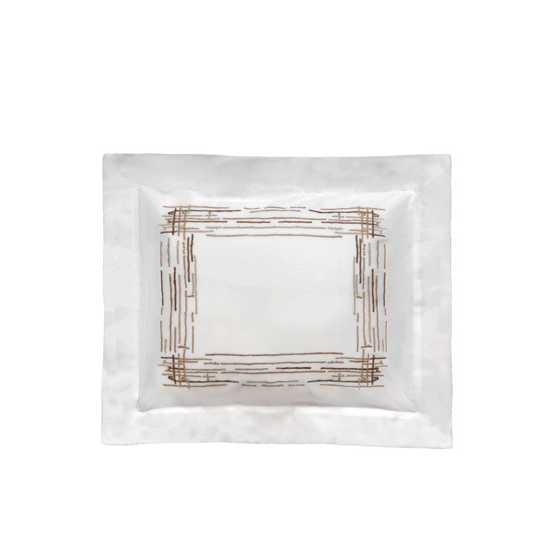Graffiti Embroidery By DEA Sateen Sham, Boudoir Sham, White/Terracotta