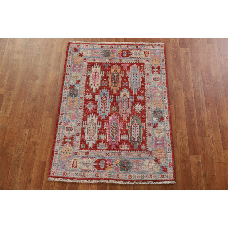 One-of-a-Kind 2'11" X 4' New Age Wool Area Rug in Red
