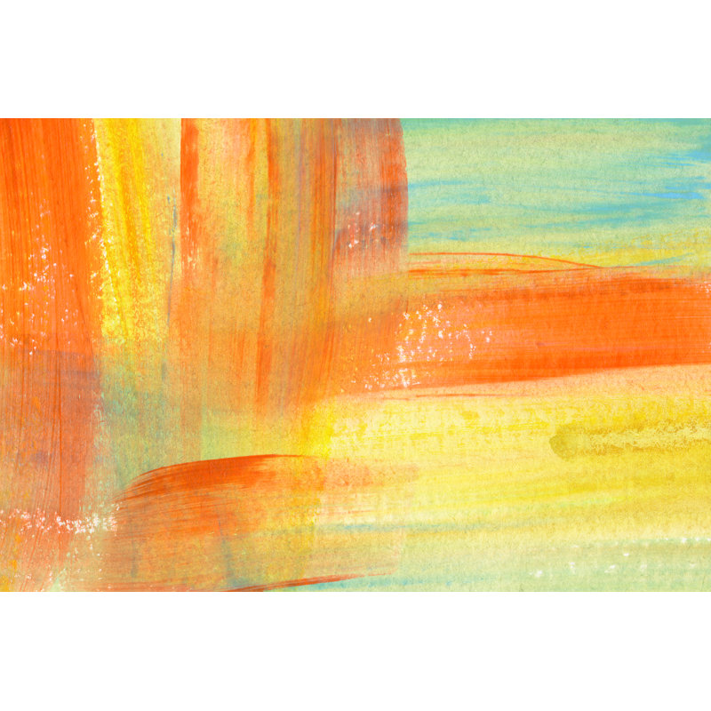 "Acrylique jaune et orange dessiné à la main" par Florena, H 8 po x l 12 po, Blanc, Imprimé à cadre doré