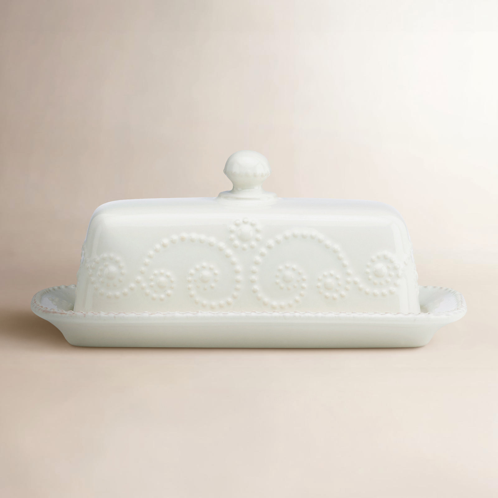 French Perle White Butter Dish