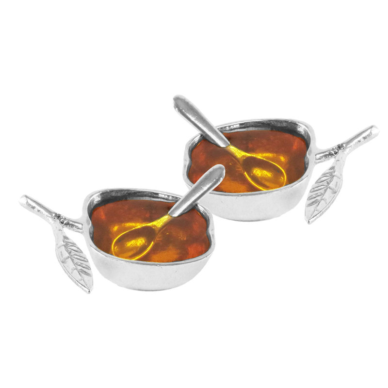 Plat de sel/miel avec cuillère Malina, Argent