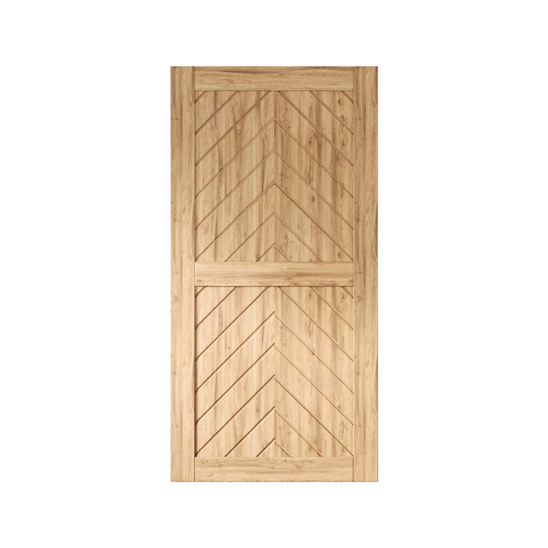 Homacer Fishbone Design 26in x 80in Unfinished & Unassembled Pine Wood Barn Door (Interior Use Only), 40" X 80"