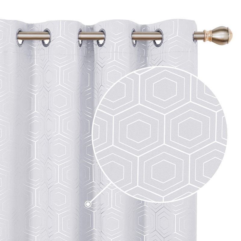 Polyester Blackout Grommet / Eyelet Curtain Pair, Silver Grey, 46cm Width x 229cm Drop