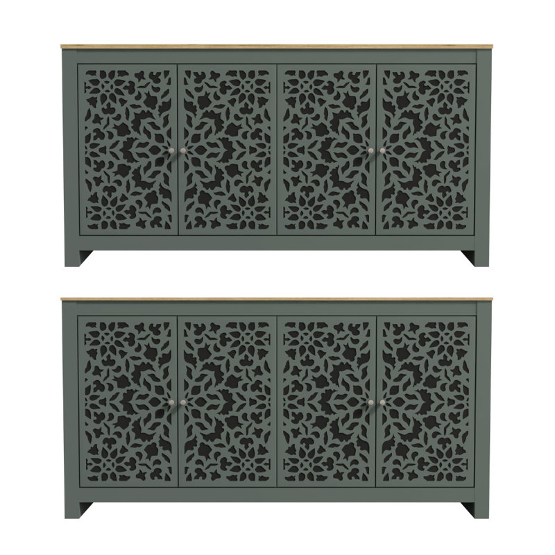 Ensemble de 2 commodes de rangement Arrastia, Ivoire / chêne noueux