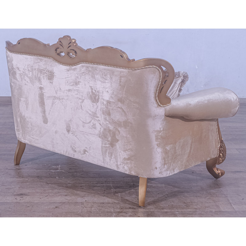 Loveseat, Brown Linen Blend, Gold