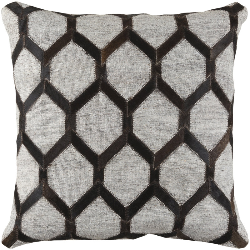 Medora Geometric Reversible Throw Pillow, Dark Brown/Ivory, 18" H x 20" W x 20" D, Polyester/Polyfill