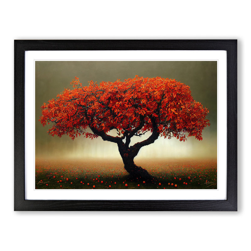 Serene Apple Tree - Framed Print, Black , 46cm H x 64cm W x 2cm D