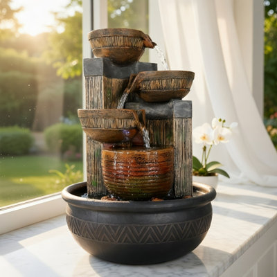 Fontaine de table d'intérieur 15,7 "à 4 niveaux avec lumières DEL