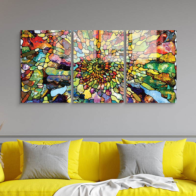 3 Piece No Frame Print on Glass, 50cm H x 70cm W x 0.4cm D