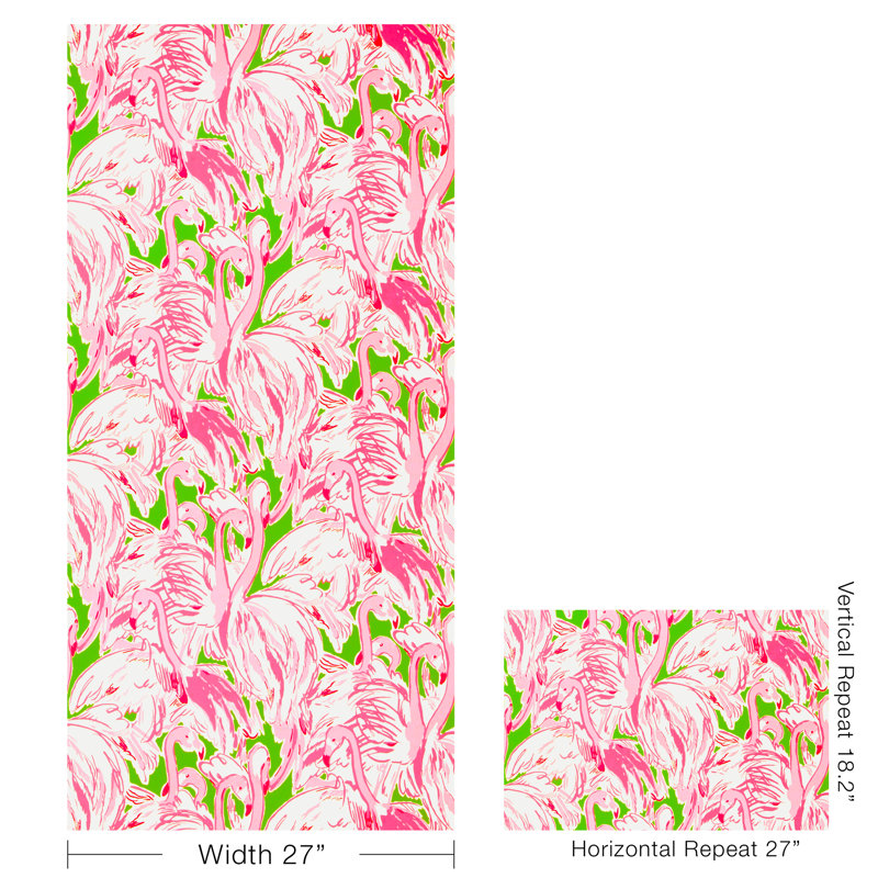 Lilly Pulitzer Pink Colony Wallpaper, Green/Pink