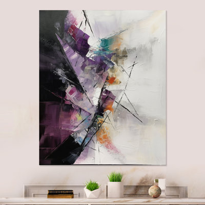 «Mauve langue des lignes I» - Art abstrait géométrique en métal