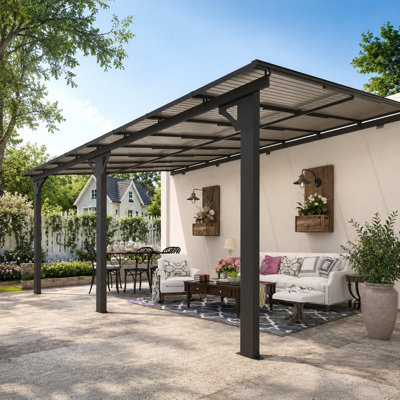 Adjustable Height Outdoor Lean to Gazebo Pergola for Patio