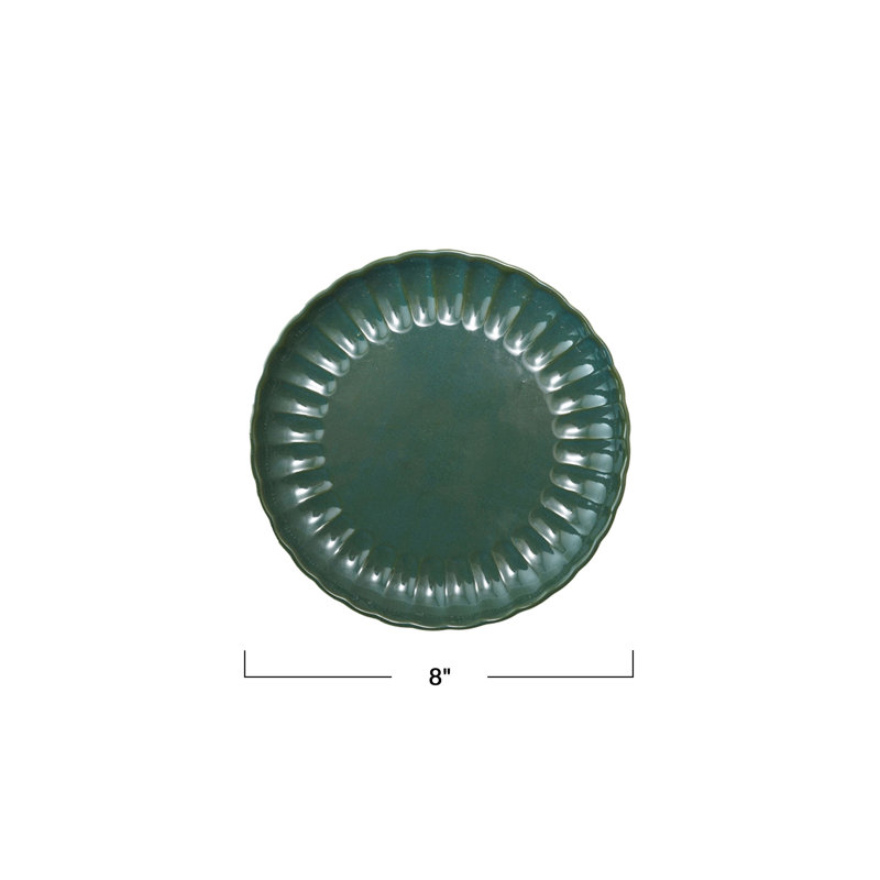Assiette creuse ronde en grès avec glacis réactif, Vert