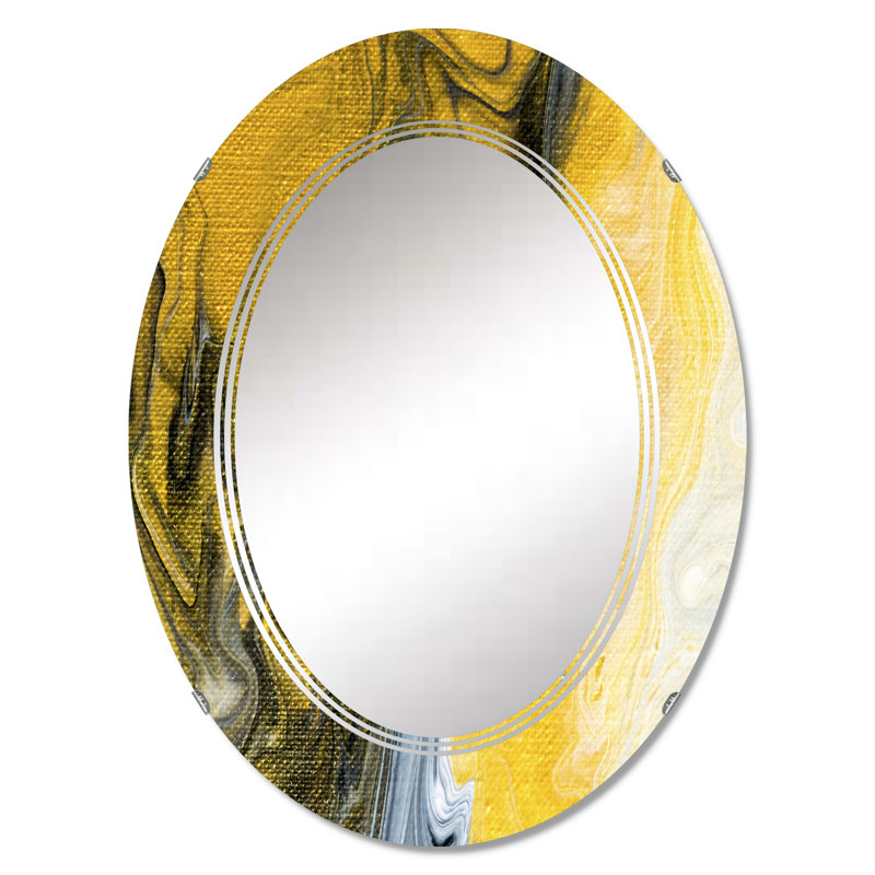Miroir mural noir, blanc et jaune, 30 po x 20 po