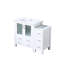 42 po Meuble-lavabo en blanc - Couvercle en bois massif et armoire latérale à charnières à fermeture en douceur et élégance avec fonctionnalité