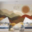 Murale abstraite minimaliste Desert Hills & Sun-1397846238
