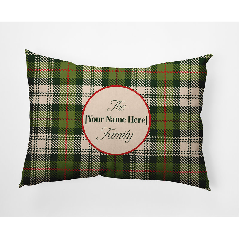 Plaid Throw Pillow, Bold Green , Yes