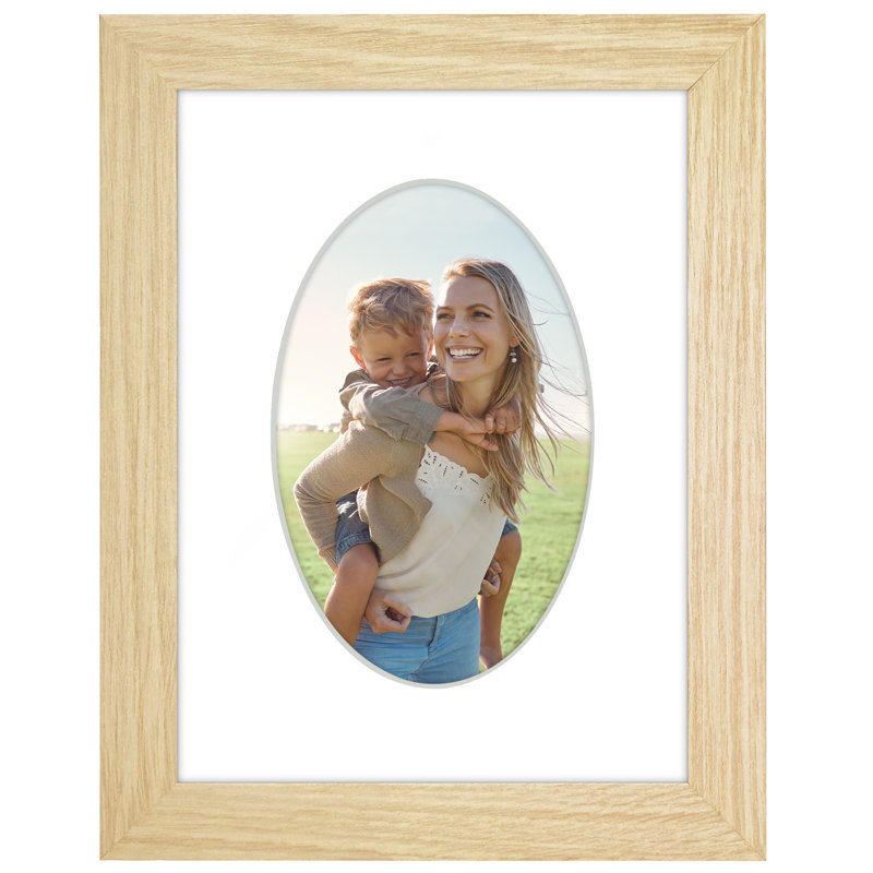 Cadre photo Americanflat avec tapis de forme ovale - idéal pour n'importe quelle pièce, salon, dortoir, Chêne naturel