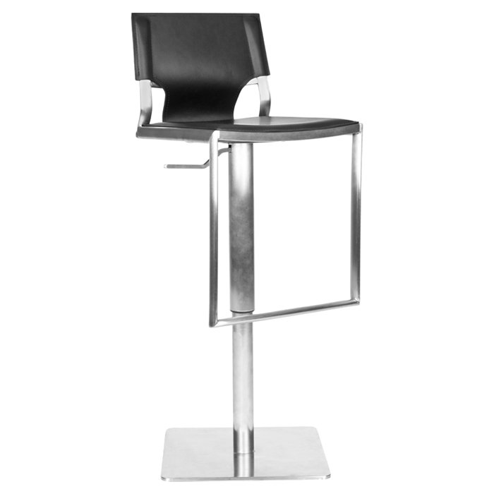 Aghan Swivel Upholstered Adjustable Height Counter Stool with Metal Frame, Black