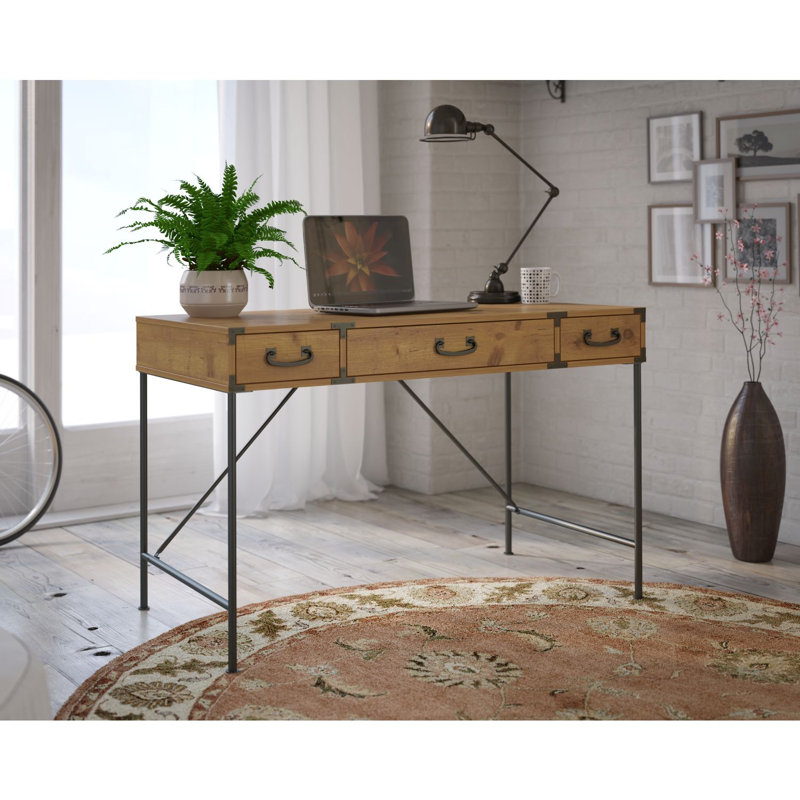 Bureau d'ordinateur Cropsey, Pin doré rétro