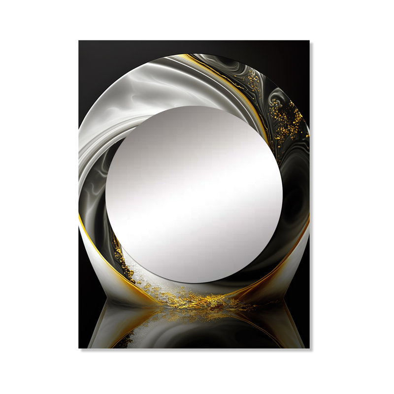 Abstract Modern Swirl II - Abstract Spirals Decorative Wall Mirror, Black Large Mirror, Printed Metal Art, 40" x 30"