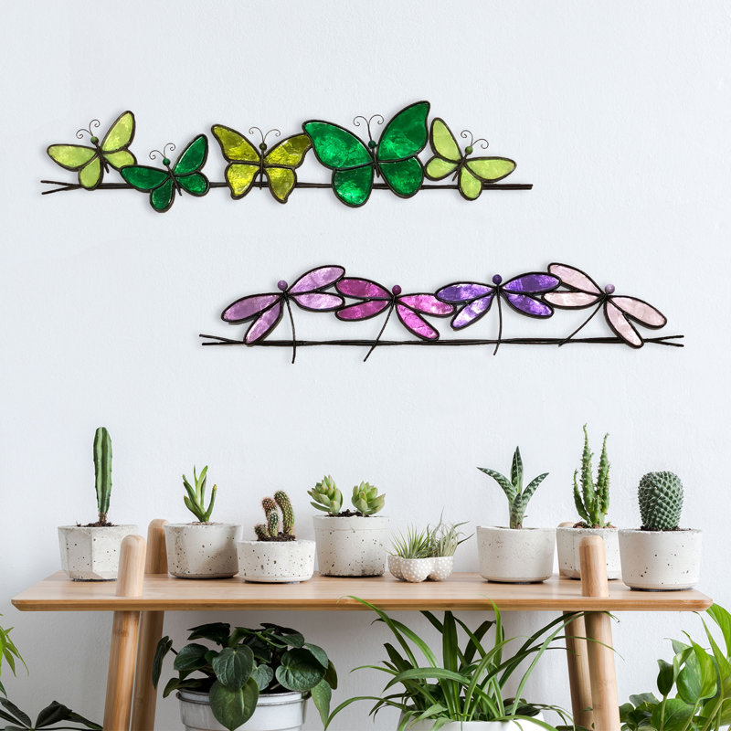 Green Capiz Shell Butterfly Wall Decor with Metal Frame