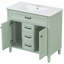 Meuble-lavabo durable avec lavabo en céramique intégré et portes à fermeture douce, pour les salles de bain de taille moyenne à grande.