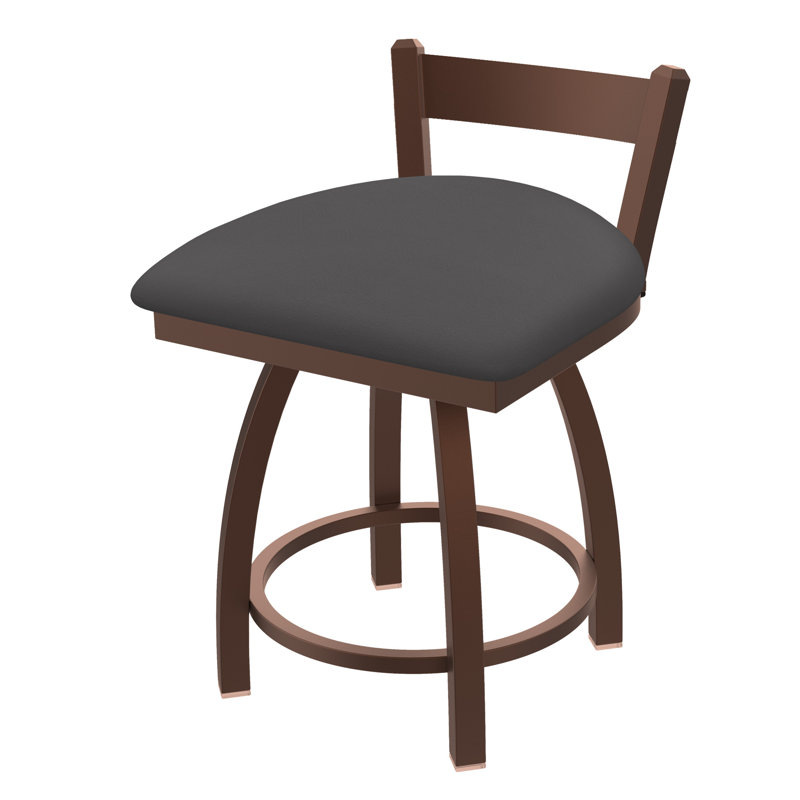Tabouret de coiffeuse à dossier bas 18 po Catalina, Nickel anodisé, Vinyle - Tempête de galop