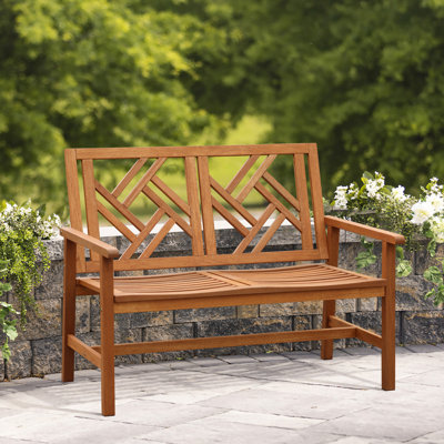 Outdoor Solid Wood Double Cross Back Loveseat Park Bench