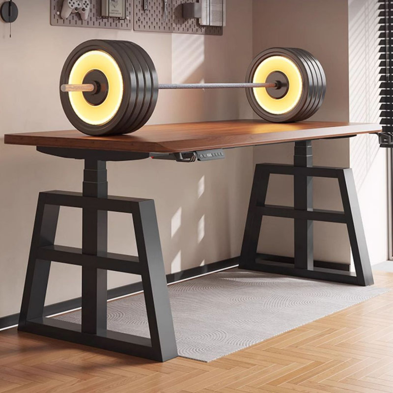 Bureau d'ordinateur à hauteur réglable électrique en bois massif, H 25,59 po x l 55,12 po x P 27,56 po