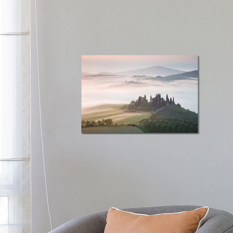 Misty Sunrise Over Farmhouse, Tuscany, Italy by Matteo Colombo - Wrapped Canvas Print, 66.04 cm H x 45.72 cm W x 1.91 cm D