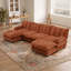 Canapé d'angle modulaire moderne en forme de U de 138 po avec 2 poufs - Canapé à assise profonde avec coussins en treillis et assemblage facile-347115071