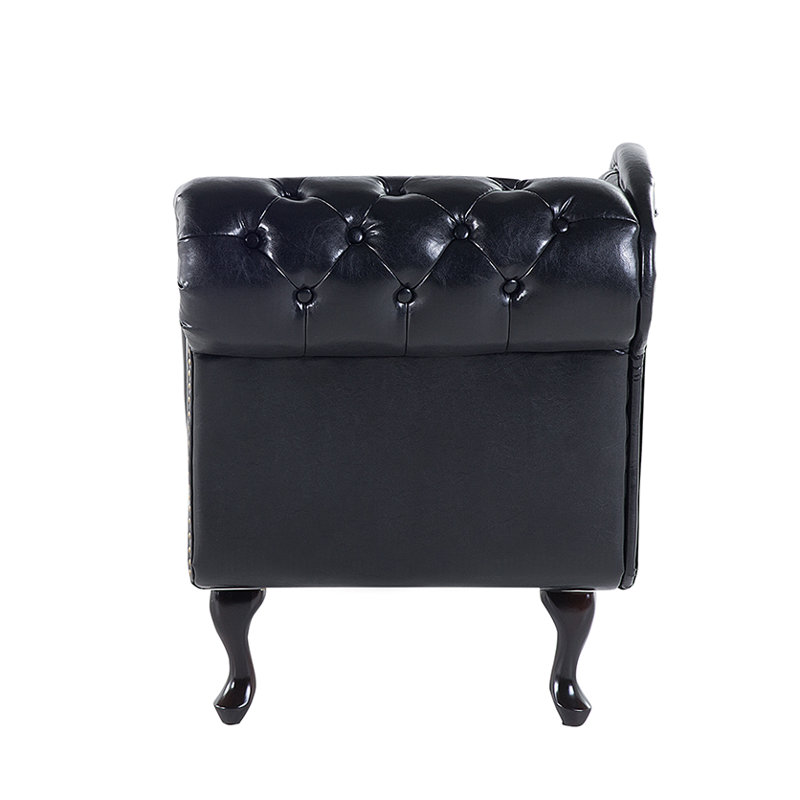 Brennon Faux Leather Chaise Lounge, Black