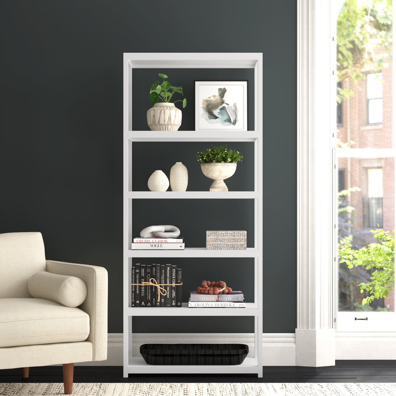 Elin 30" Acacia Bookcase, White