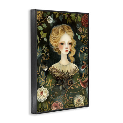 Victorina Woman with Florals Framed Giclee, design by The Dutch Lady