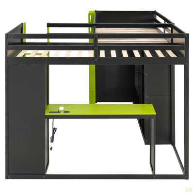 Cadre de lit de jeu simple en L en forme de L avec lumières à DEL RVB, lits simples doubles, ports USB, meuble télé et tablettes de rangement, aménagement réversible, lit mezzanine en bois peu encombrant pour adolescents et adultes