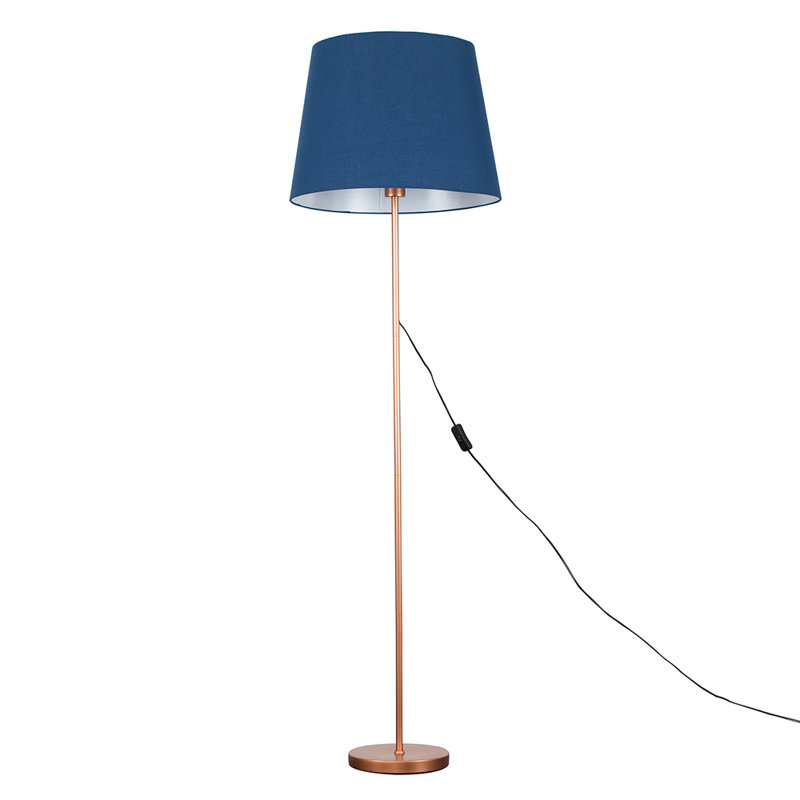 Bekbele 158cm Traditional Floor Lamp, Navy Blue, Copper, No