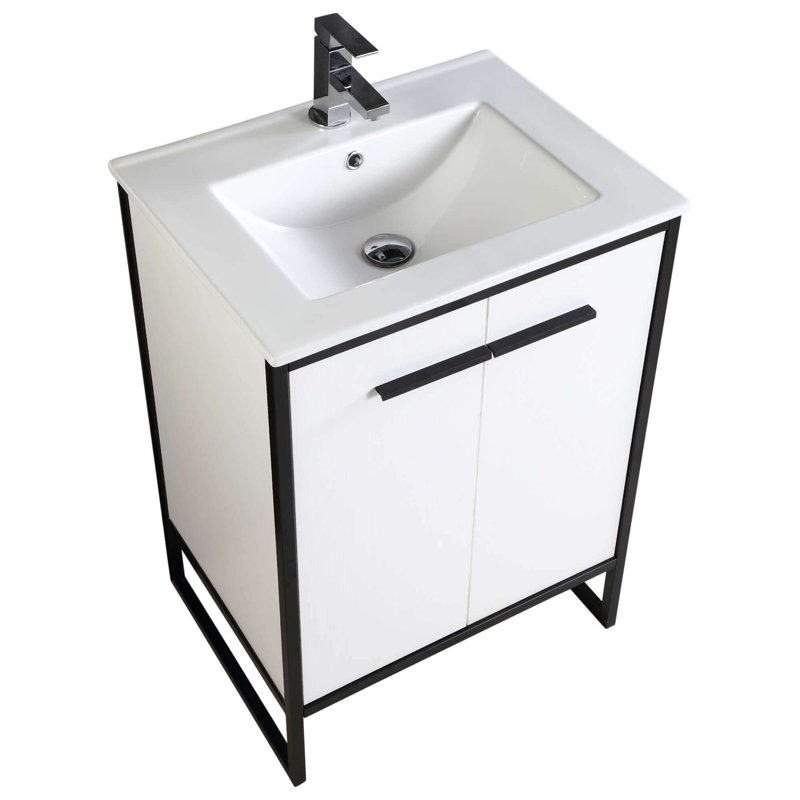 Ensemble de meuble-lavabo simple 24 po Saray, blanc