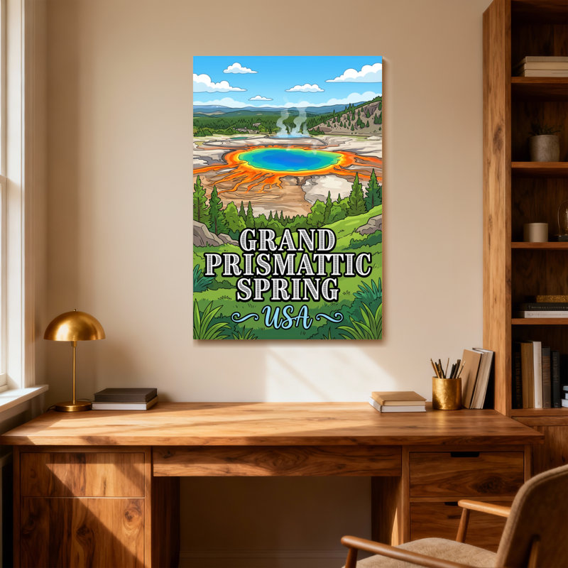 Paysage et paysage urbain, Grand Prismatic Spring, États-Unis, reproduction d'art, H 18 po x l 12 po