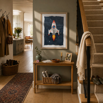 Rocket to the Stars Retro - Framed Print