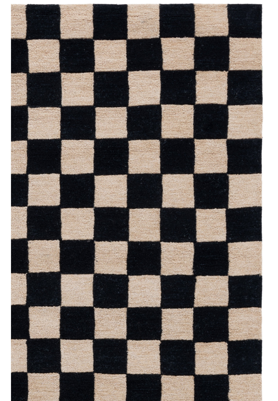 Freesia Black Beige Hand-Tufted Checkered Rug, Runner 2'3" x 8'