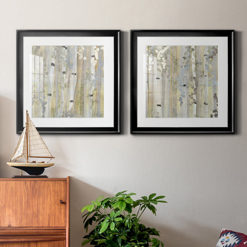 Spring Birch Grove I - ensemble de 2 reproductions de cadres photo, Or, H 26,5 po x l 53 po x P 1,5 po