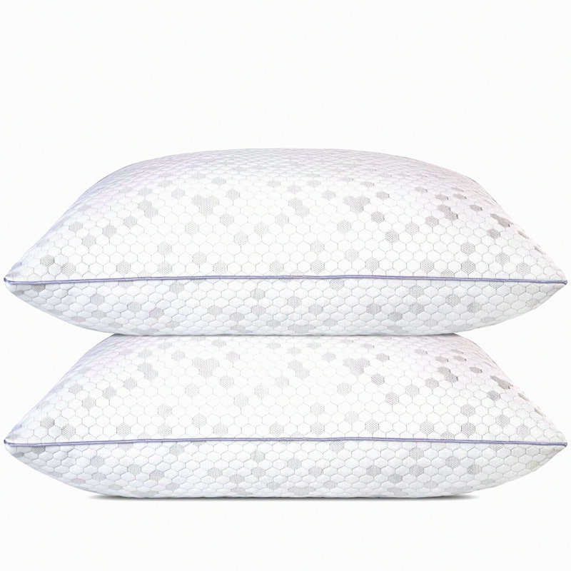 FirmRest Memory Foam Pillows - 2 Pack for Couples, Standard Size Bed Pillows for Side, Back, Stomach Sleepers - Shredded Foam, Medium Firmness