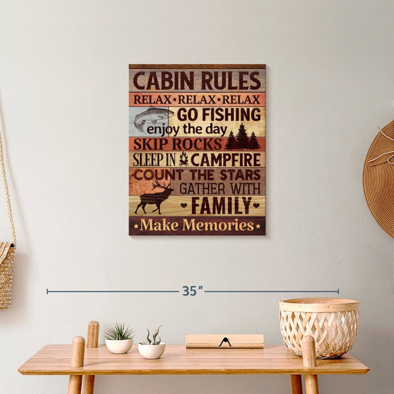 " Cabin Rules II ", 20" H x 16" W x 1.25" D