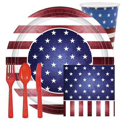 Americana Premium Paper Plate Party Set for 24 Guest
