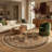 Rug Branch Jinan 5' x 5' (5'3" x 5'3") Beige/Red Persian Garden Indoor Round Area Rug, Traditional, Low Pile, Stain-Resistant Carpet - Living Room, Bedroom, Dining Room, and Kitchen-41414680