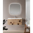 Ensemble de meuble-lavabo moderne en bois flottant avec lavabo en résine intégré et miroir rétroéclairé à DEL
