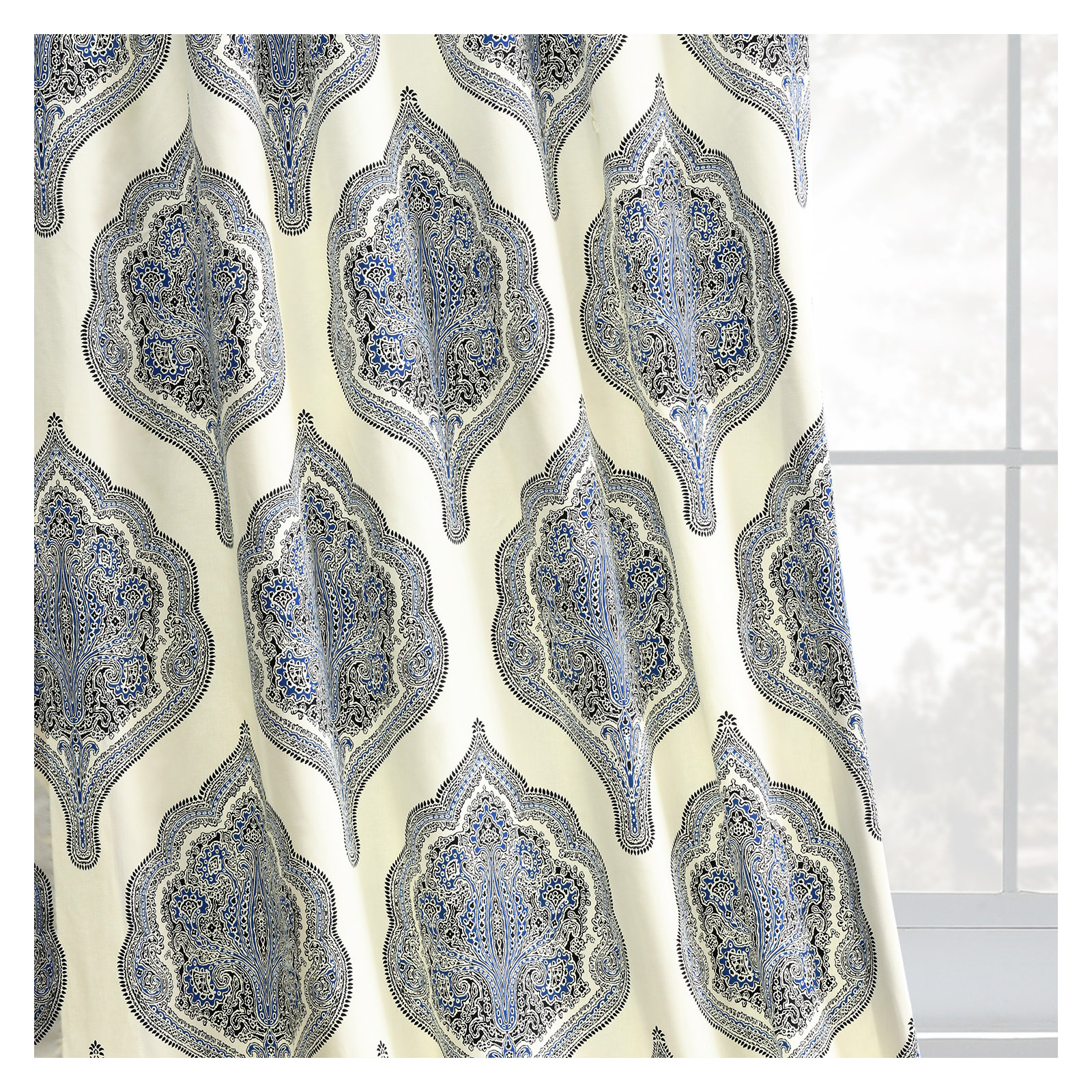 Lawhon Room Darkening 100% Cotton Curtain, 50"W x 84"L, Blue