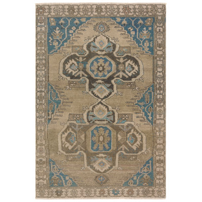 Vibe by Bungalow Rose Achel Medallion Machine Washable Brown/Blue Area Rug
