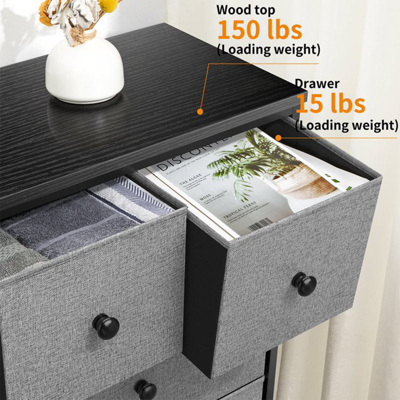 Commode 9 tiroirs Tyringham, Gris clair